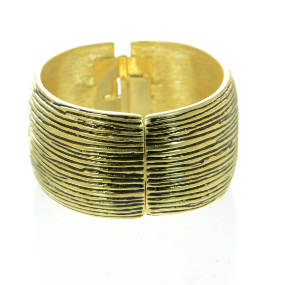 Kenneth Jay Lane KJL Gold & Black Textured Bracelet - Picture 2 of 5